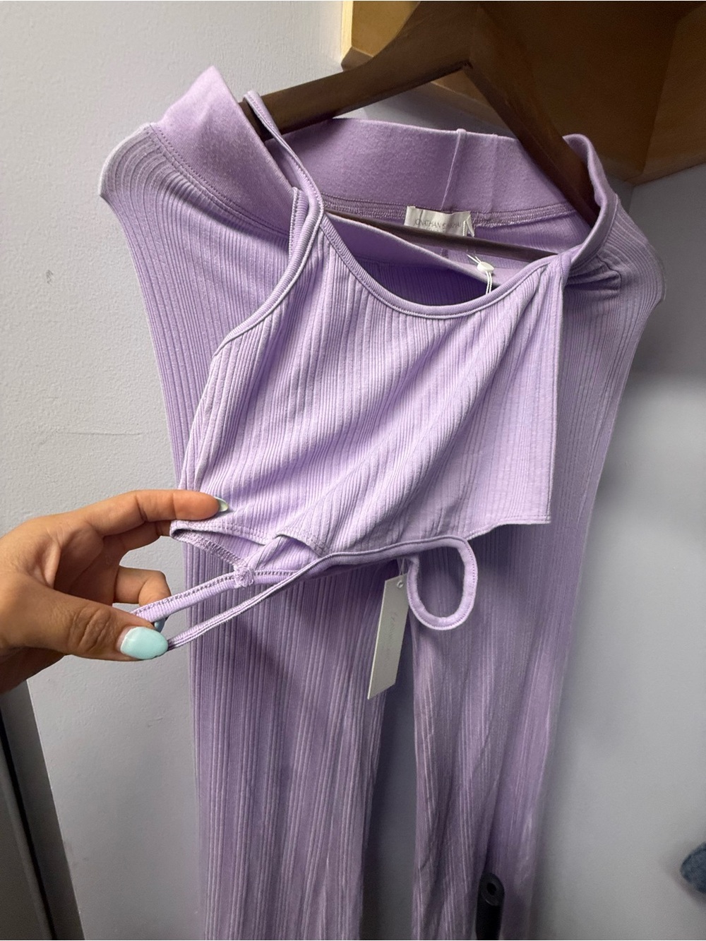 Jonathan Simkhai Lilac Ribbed Two-Piece Set - Picture 3 of 5
